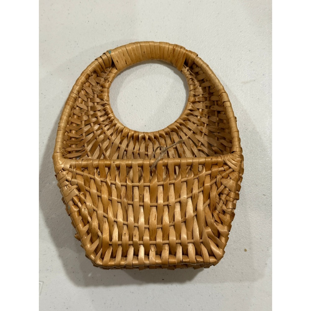 Handwoven Wicker Basket 11" Tall Narrow Natural Reed Storage Decor